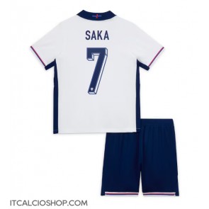 Inghilterra Bukayo Saka #7 Prima Maglia Bambino Europei 2024 Manica Corta (+ Pantaloni corti)